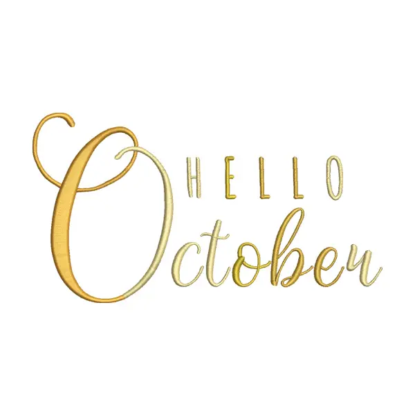Hello October Embroidery Design