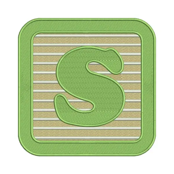 Asparagus Green S Letter Alphabet Embroidery Design