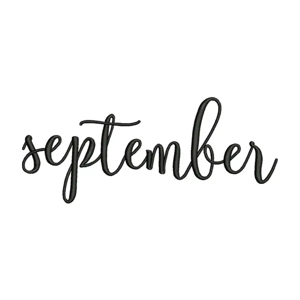 September Calligraphy Embroidery Design