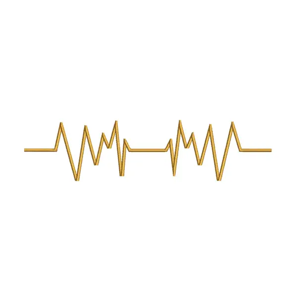 Orange Heartbeat Waves Embroidery Design