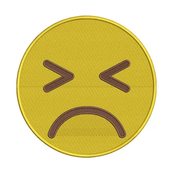 Sad Persevering Face Yellow Emoticon Emoji Embroidery Design