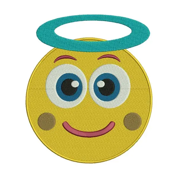 Smiling Face with Halo and Big Eyes Emoji Embroidery Design