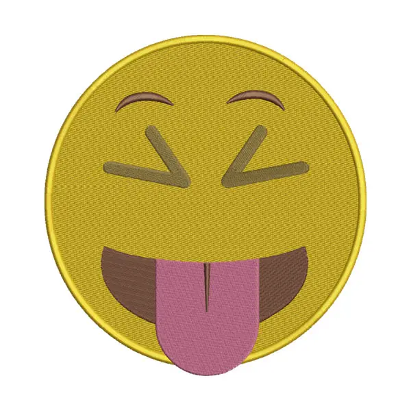 Squinting Face with Tongue Emoticon Emoji Embroidery Design