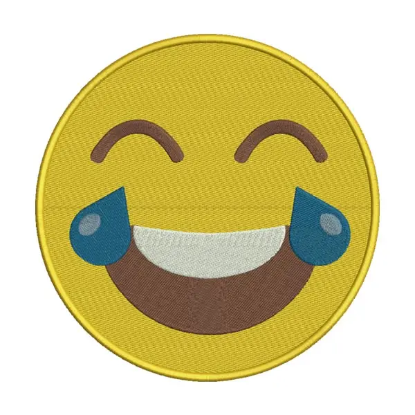 Smiling Face with Tears of Joy Emoticon Emoji Embroidery Design
