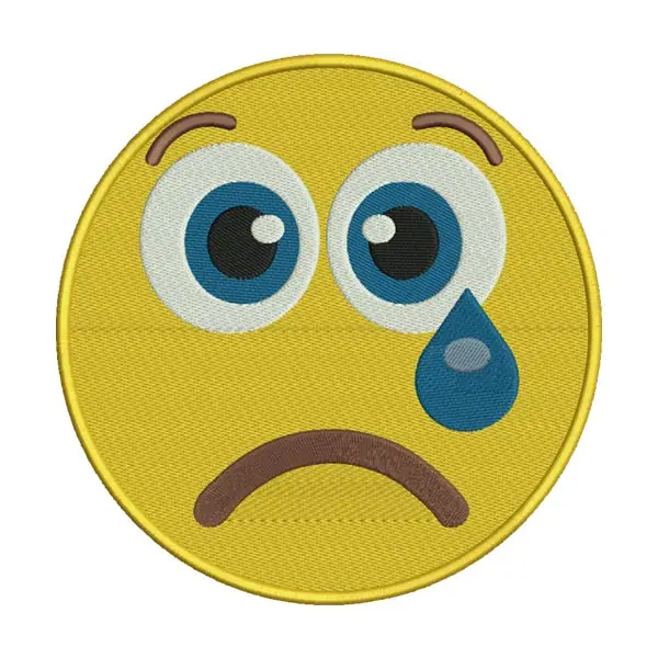 Sad Crying Face with Big Eyes Emoji Embroidery Design