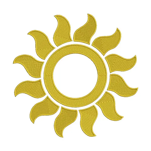 Scorching Yellow Bright Sun Silhouette Embroidery Design