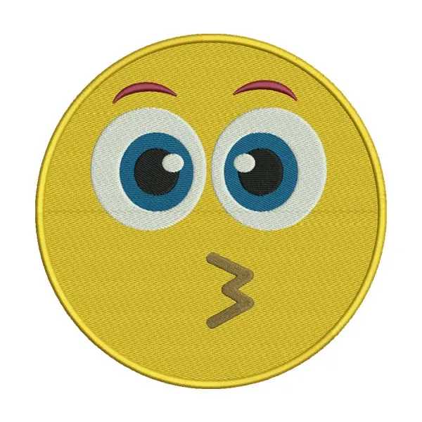 Kissing Face with Big Eyes Emoticon Emoji Embroidery Design