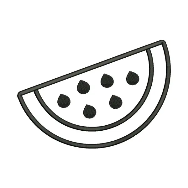 Watermelon Slice Cut Fruit Line Art Embroidery Design
