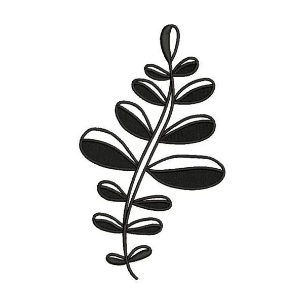 Obovate Leaves Plant Silhouette Embroidery Design