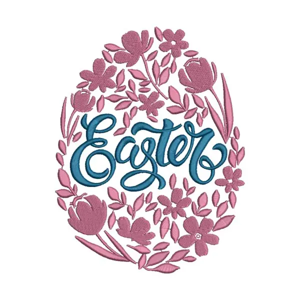 Blessed Easter Flower Egg Silhouette Embroidery Design