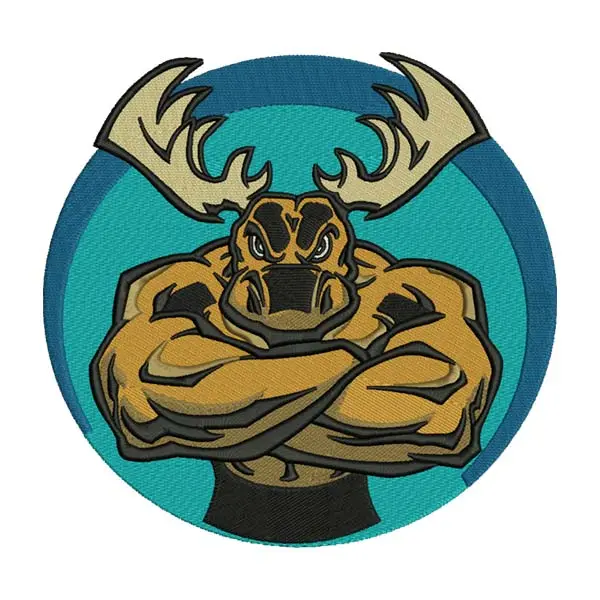Brutish Muscular and Bulky Moose Elk Beast Embroidery Design