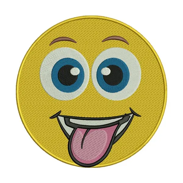 Smiling Face with Tongue Yellow Emoji Embroidery Design