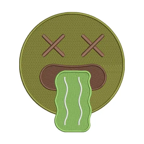 Green Cross Eyes Vomiting Emoji Embroidery Design