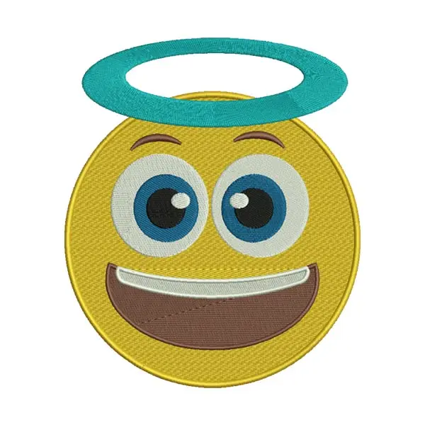 Grinning Face with Halo Yellow Emoji Embroidery Design