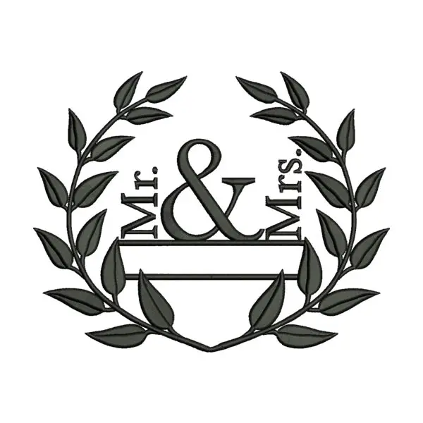 Mr & Mrs Floral Wreath Embroidery Design