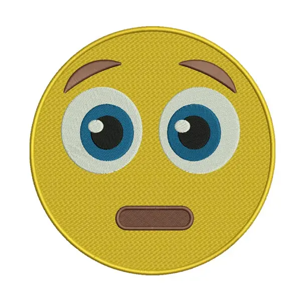 Anguished Face with Big Eyes Emoji Embroidery Design