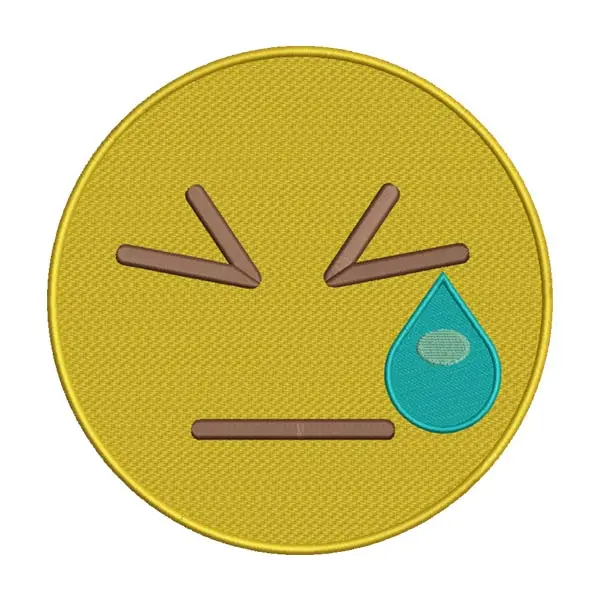 Persevering Tear Face Emoji Embroidery Design