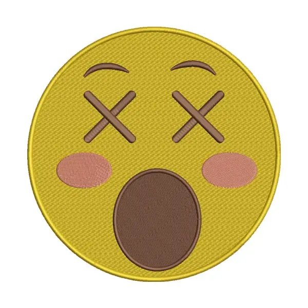 Cross-Eyes Blushing Open Mouth Face Emoji Embroidery Design