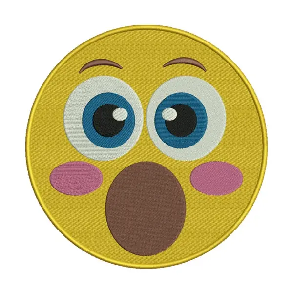 Blushing and Shocking Open Mouth Face Emoji Embroidery Design