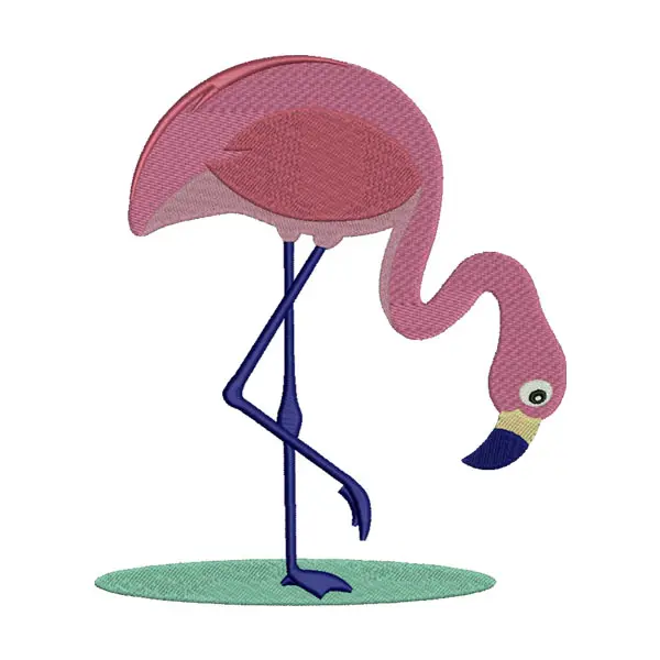 Enchanting Pink Flamingo Bird Embroidery Design