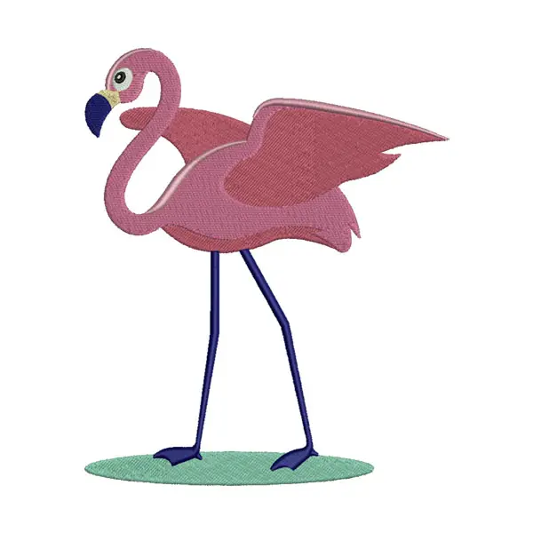 Alluring Standing Flamingo Bird Embroidery Design