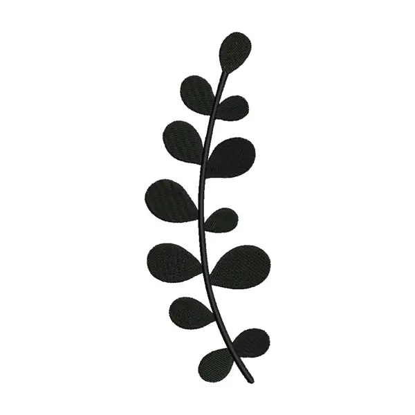Captivating Plant Stem with Leaves Silhouette Embroidery Design