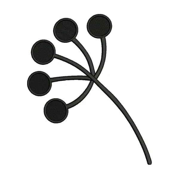 Abstract Stem with Circular Leaves Embroidery Design