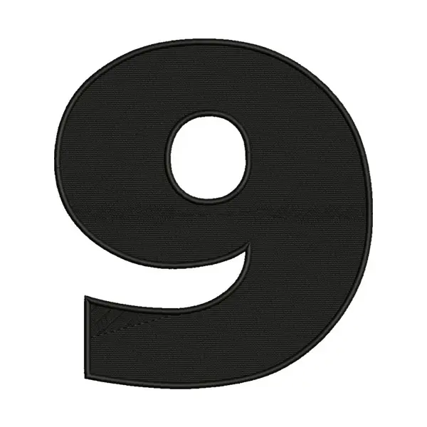 Number 9 Embroidery Design – Sports Jersey Patch
