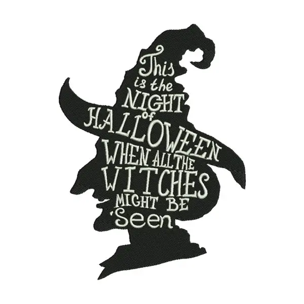 Halloween Witch Hat Embroidery Design