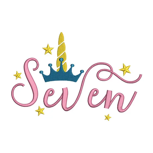 Seven Unicorn Birthday Embroidery Design