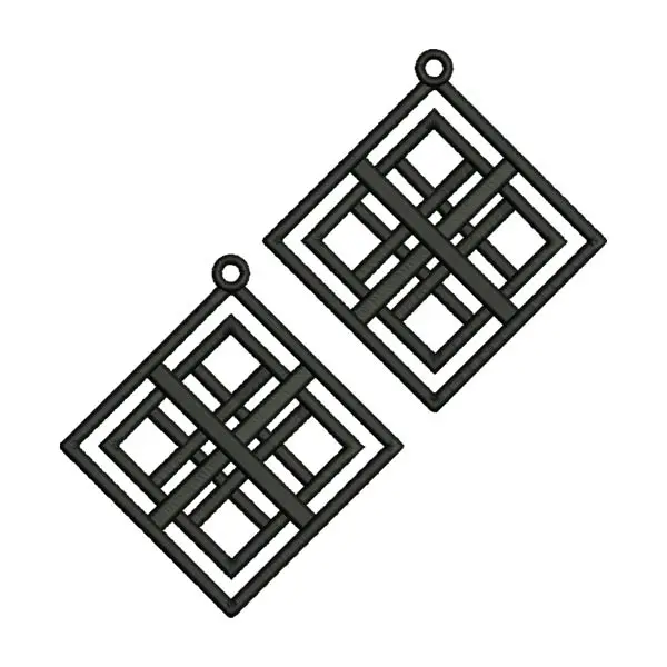 Grey Rhombus Earrings Embroidery Design