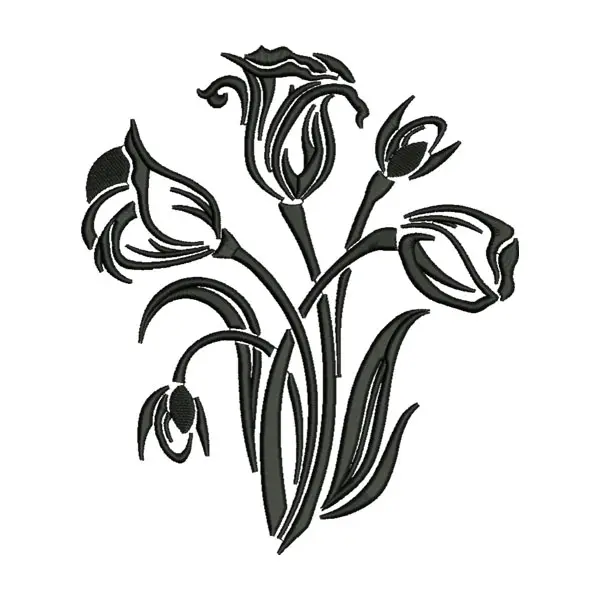 Floral Silhouette Embroidery Design