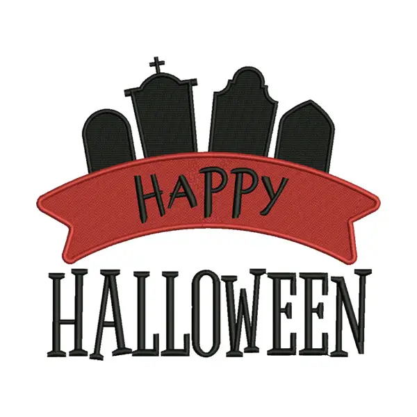 Happy Halloween Graveyard Embroidery Design