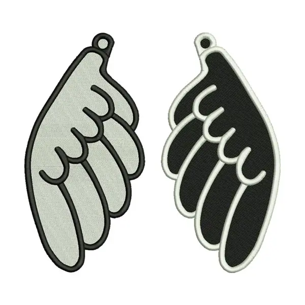 Black & White Wings Embroidery Design