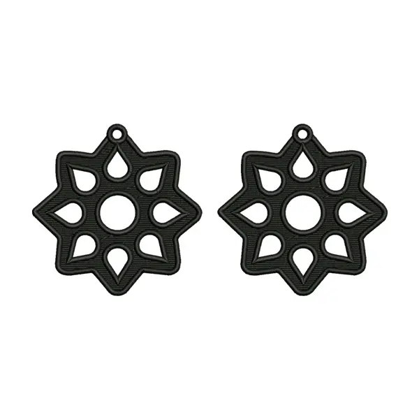Black Floral Earrings Embroidery Design