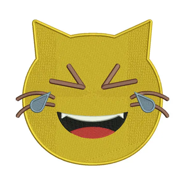 Cat Face Tears of Joy Emoji Embroidery Design