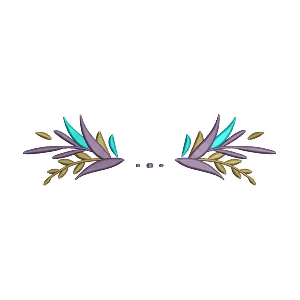 Multicolored Floral Leaves Branch Embroidery Design