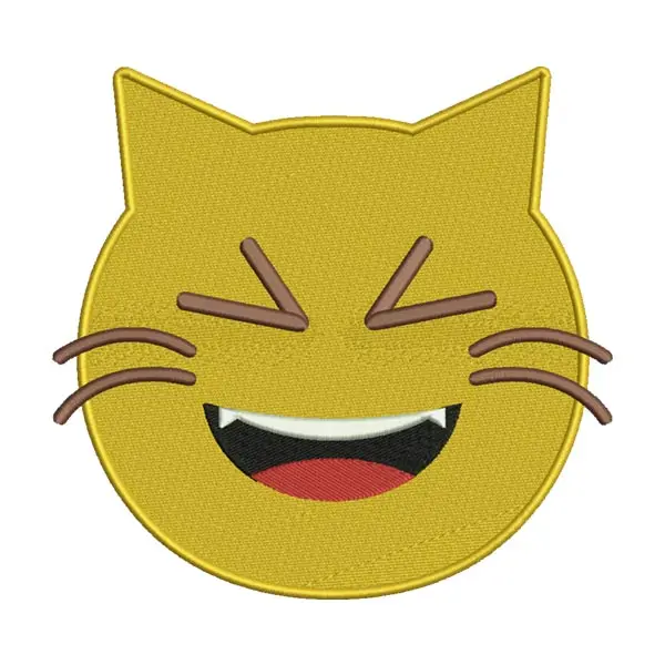 Squinting Eyes Laughing Cat Face Emoji Embroidery Design
