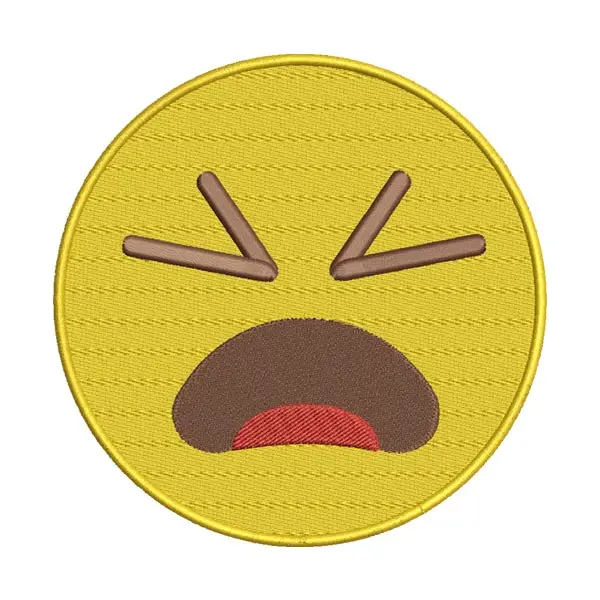 Confounded Face Emoji Embroidery Design
