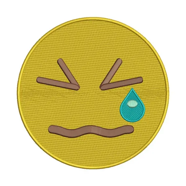 Crying Confounded Emoji Embroidery Design