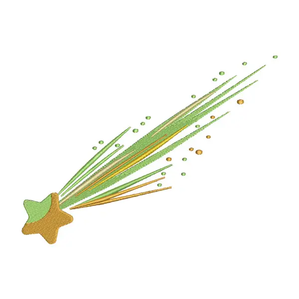 Green & Brown Shooting Star Embroidery Design