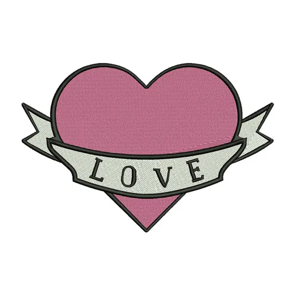 Love Heart Banner Embroidery Design