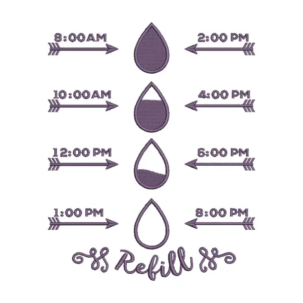 Water Intake Tracker Embroidery Design