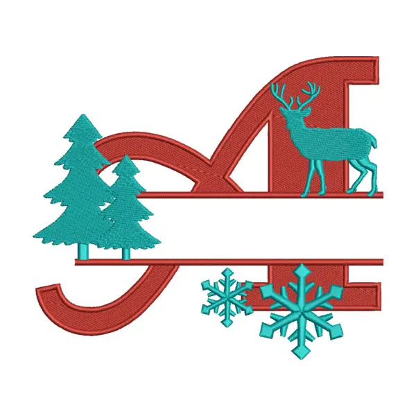 Alphabet a Winter Theme Embroidery Design