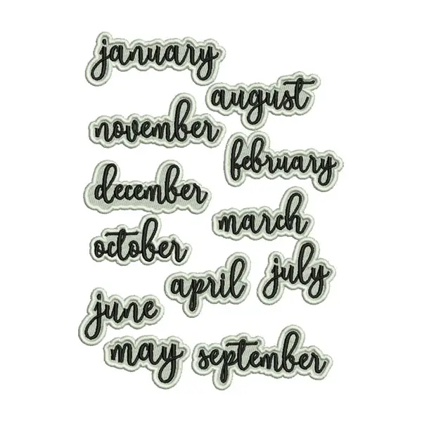 12 Months Name Calligraphy Embroidery Design Bundle