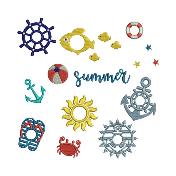 Summer Beach Embroidery Design Pack