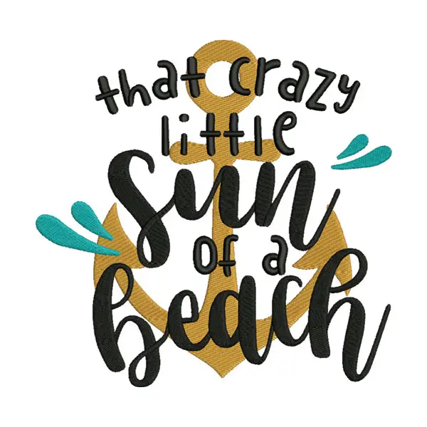 Sun of a Beach Embroidery Design