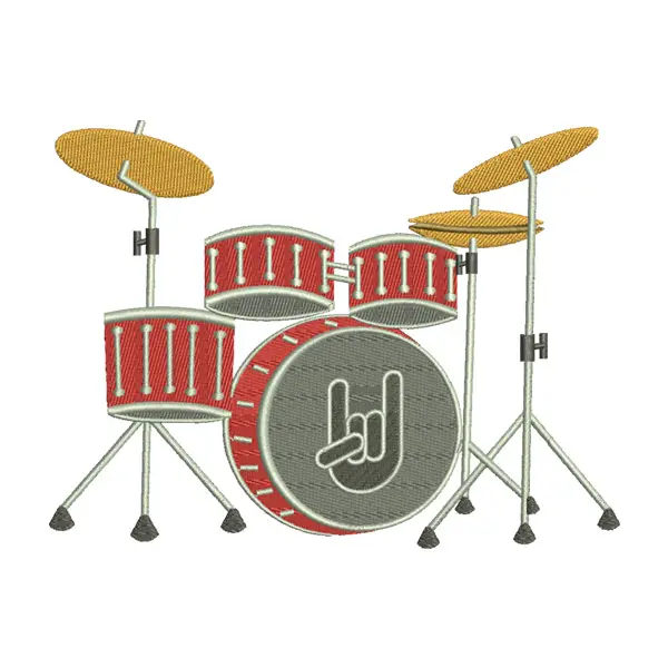 Red Drum Kit Embroidery Design