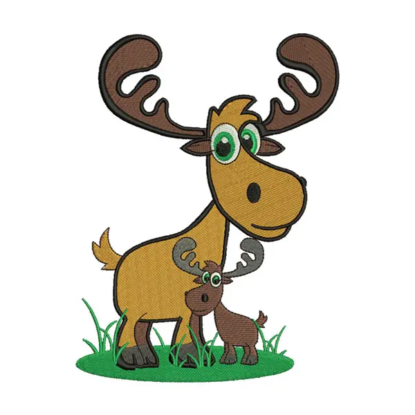 Cute Moose Embroidery Design