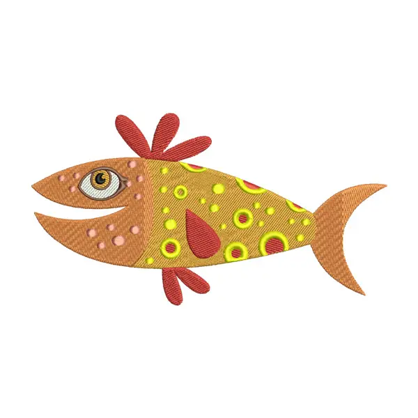 Yellow & Red Fish Embroidery Design